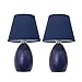 Simple Designs LT2009-BLU-2PK Mini Egg Oval Ceramic Table Desk Lamp 2 Pack Set, Blue