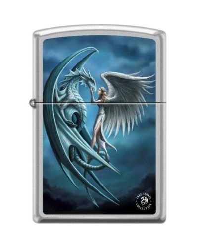Zippo "Anne Stokes-Woman & Dragon" Satin Chrome Lighter, 7431