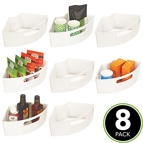 mDesign Deep Plastic Kitchen Lazy Susan Storage Organizer Bin
