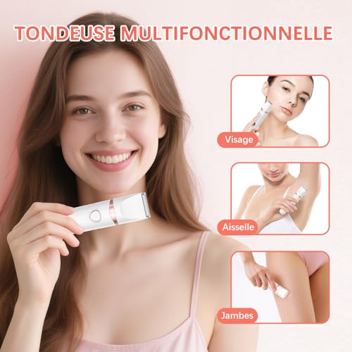 MAXGROOM Women's Electric Shaver, 3 in 1 Intimate Trimmer Wet/Dry, Electric Shaver with LED Display, Ceramic Blade & 4 Peins, Electric Hair Remover for Face, Jersey, Armpits, Legs