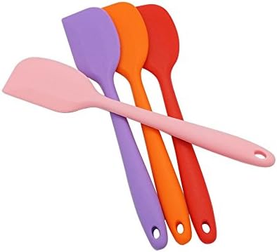 Interbusiness 4pcs 8 Inch Silicone Spatulas Heat Resistant Rubber Spatula Scraper (Pink/ Purple/ Orange/ Red)