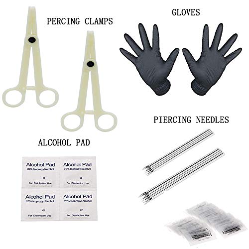 Jconly 14G Belly Piercing Kit 316L Surgical Steel Belly Button Rings Clear CZ Navel Rings Belly Rings with Piercing Clamp Piercing Needles for Belly Piercing