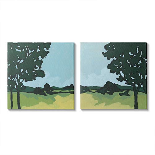 Stupell Industries Silhouette of Trees in Meadow Landscape Wall Art, 2pc, Each…