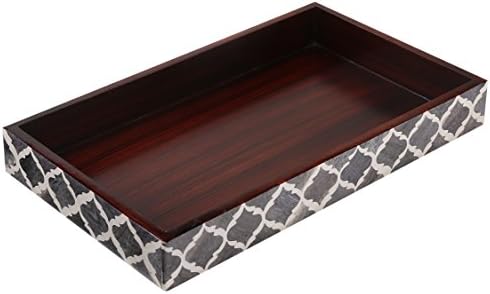 HANDICRAFTS HOME Handmade Moroccan Pattern 10x6 Towel Tray - Small Bathroom Tray, Guest Towel Holder, Decorative Napkin Holder, Bathroom Countertop Storage, Kitchen Hand Towel Holder Moroccan Grey