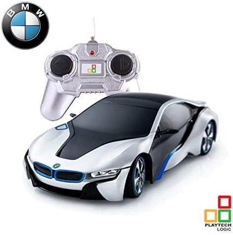 Concept BMW i8 Remote Control Cars for Kids - Playtech Logic PL615 Licensed 1:24 Scale Model Electric Radio Controlled BMW RC Car Toys โ Boys Girls Gifts - 1 Year Warranty, RTR Silver 40 Mhz