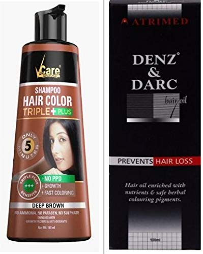 Buy Vcare Hair Color Shampoo Deep Brown 180ml Eva Lipcare Free