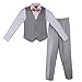 Vittorino Boys 4 Piece Suit Set with Vest Shirt Tie Pants and Hankerchief,Gray - Orange Plaid,10