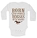 Cute Western Rompers Born to Ride Horses- Royaltee Animal Boutique Shirts 3-6 Months, White