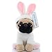 JoyAmigo Pug Stuffed Animal Dog Puppy Soft Cuddly Animal Toy in Easter Bunny Costumes - Super Cute Quality Rabbit Dog Plush Children Easter Basket Stuffers Decoration