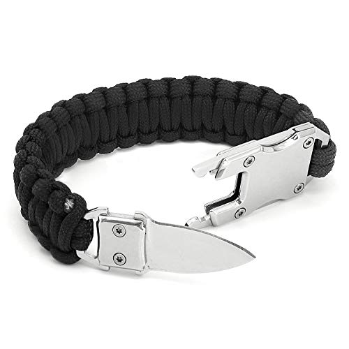 Paracord Woven Bracelet-10.6 in with Stainless Steel Knife Blade & Durable Cord. Self Defense Gear & Survival Kit for Hiking, Camping. Useful Handy Tool in Daily Life. - Thumbnail 3