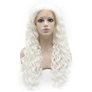 Amazon.com: Mxangel Long Pure White Curly Wig Heat ...