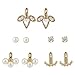 Lux Accessories Goldtone Pearl Crystal Rhinestone Ear Jacket Multi Earrings (5pc)