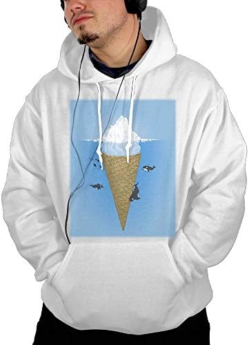 Iceberg Ice Cream With Whale Mens Hip Hop Basic Lightweight Pullover Hoodie Jacket Hooded Swearshirt