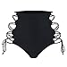 CENG MAU Swimwear Women Retro Brazilian Lace up Ruched Cheeky Tie Sides Swimsuit High Waisted Bikini Bottom