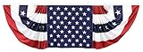 Epiphany WOW American Flag Bunting 9x3 Banner, Patriotic Bunting with Embroidered Stars and Sewn Stripes, Red, White and Blue Bunting