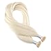 Moresoo 20 inch 50strands/50g I Tip Cold Fusion Hair Extensions White Blonde Color 60 100% Remy Human Hair Extensions Pre Bonded Stick I Tip Hair Extensions
