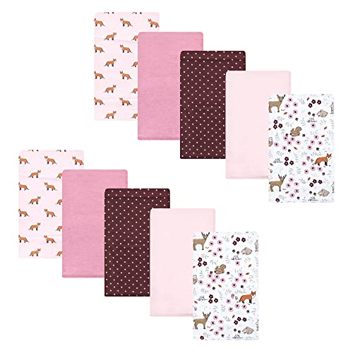 Hudson Baby Unisex Baby Cotton Flannel Burp Cloths, Woodland Floral, One Size