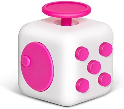 6 Sides Fidget Cube Relieve Stress For Fidgeter ,Fidget Cube Toy Relax for Children and Adults(White Pink)