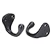 A29 Set of 6 Single Coat Hooks, Heavy Duty Black Wall Hooks, Entryway and Bathroom Hooks for Hats, Towels, Coats, and Robes, Mounted 1 3/4 Inches, Utility Iron, Black Powder Coat Finish