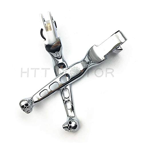 image for HTT Motorcycle Chrome CNC Aluminum Black Brake Clutch Skull Zombie Lev