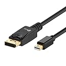 Mini DP to DP Cable, Rankie 6FT Gold Plated Mini DisplayPort to DisplayPort Cable 2K Resolution Ready (Black) - R1105