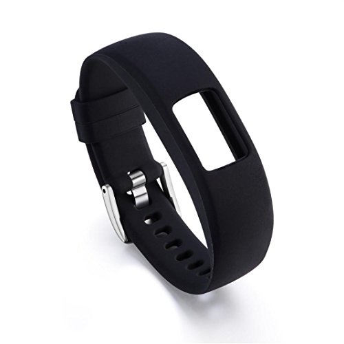 Unpara Silicone Wristband For Garmin vivofit 4 Replacement Band Adjustable Strap With Metal Buckle Small/Large (Black, Small)