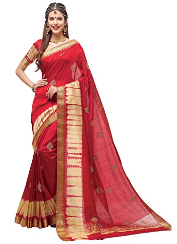 Women's fancy Silk Saree with gold border and Embroidery work Super Collection!