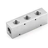 Redrock Performance Air Manifold, 3Way 5Port Air Compressor Manifold, Pneumatic Manifold Air Distribution Block (723-0806 1/2" x 3/8"NPT Ctr to Ctr1-3/8")