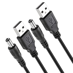 TENINYU USB 2.0 A Male to DC 5.5x2.5mm 5 Volt 24AWG