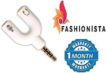 FASHIONISTA 3.5mm Audio Jack to Headphone and Microphone Splitter/3.5 mm (Audio & mic) U Shape Stereo Audio Splitter -White
