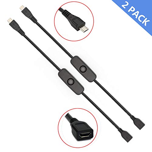 iUniker Raspberry Pi Power Switch, Raspberry Pi 3 B+ Power Supply Cord Pi Power Switch Cable Switch Push On Off for Pi 3 Model B+, Pi 3 Model B, Pi 2 B, Pi 1 B+, Pi Zero/w (2-Pack)