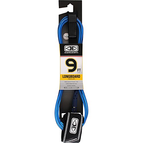 Ocean and Earth Regular Moulded Blue Longboard Surfboard Leash - 9'
