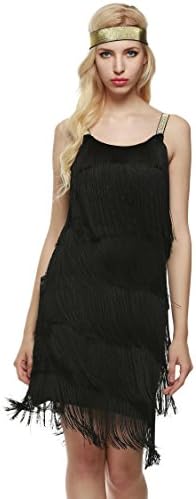GBoon Women 1920s Flapper Dress Beaded Art Deco Cocktail Dress