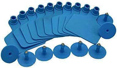 howellsfarm 20 pcs Cattle Ear Tags Medium Plastic Livestock Ear Tags for Cow Swine Sow Blank Ear Tags (Blue)