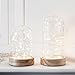 Battery Operated LED Fairy Light Glass Dome with Wooden Base - 9” x 4.5”