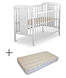 Cuna para bebé, modelo cielo + Colchón Viscoelástica + Protector impermeable de colchón para bebés BaByBed