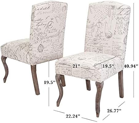 Amazon Com Christopher Knight Home Ckh Crown Top French Script Fabric Dining Chairs 2 Pcs Set Beige Script Chairs