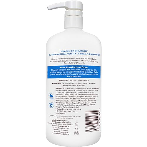 PALMER’S COCOA BUTTER FORMULA DAILY SKIN THERAPY BODY LOTION, 33.8 OZ PUMP BOTTLE, INTENSIVE MOISTURIZER FOR DRY AND ECZEMA-PRONE SKIN, ENRICHED WITH VITAMIN E, HELPS PROVIDE 48-HOUR DEEP HYDRATION