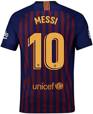 WRJJYE3 Barcelona Messi #10 Home Soccer Jersey Mens 2018-2019 Red/Blue