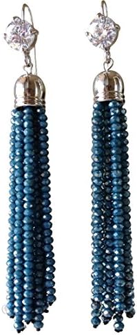 J shine Women Girl Created Deep Jade Tiny Beaded Tassel Earring GE611
