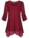 Hibelle Women's Roll-up Long Sleeve Round Neck Casual Chiffon Blouse Top