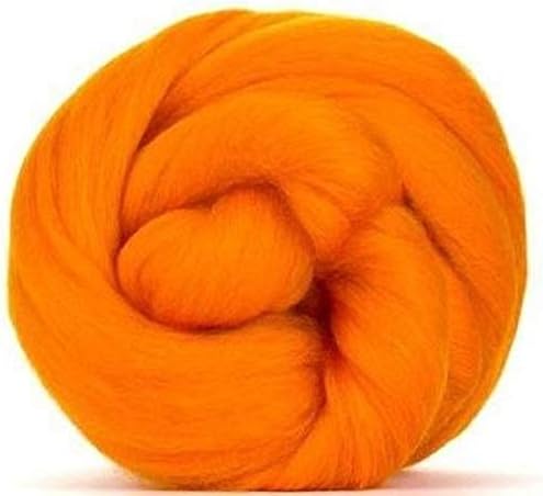 4 oz Paradise Fibers 64 Count Dyed Clementine (Orange) Merino Top Spinning Fiber Luxuriously Soft Wool Top Roving for Spinning with Spindle or Wheel, Felting, Blending and Weaving