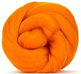 4 oz Paradise Fibers 64 Count Dyed Clementine (Orange) Merino Top Spinning Fiber Luxuriously Soft Wool Top Roving for Spinning with Spindle or Wheel, Felting, Blending and Weaving