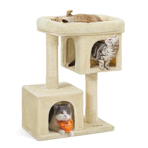 Feandrea Cat Tree Tower, 79.6 cm, 2 Caves, Large Perch, Scratching Post