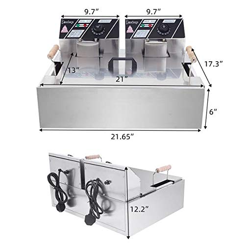 Heavy Duty Deep Fryer, 23.26Qt/22L Stainless Steel Large Single-Cylinder Electric Fryers with Removable Basket and Professional Heating Element, 110V Oil Consumption 12.7Qt/12L Oil Pan, 5000W Max US Plug (22L)