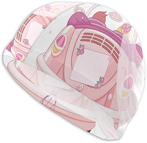 GUUi Swimming Cap Elastic Swimming Hat Diving Caps,Little Kittens Pattern With Heart Figures Caricature Fun Cat Cartoon,For Men Women Youths
