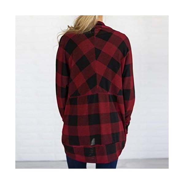 Forthery Cardigan, Women's Casual Open Front Lightweight Flannel Plaid Shirts - Image 3