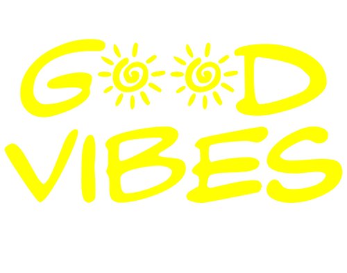 Sign Depot Good Vibes – 8″ x 4″ – Yellow Vinyl Die Cut Decals/Bumper Stickers for Gas Caps, Windows, Cars, Trucks, Laptops, Etc.