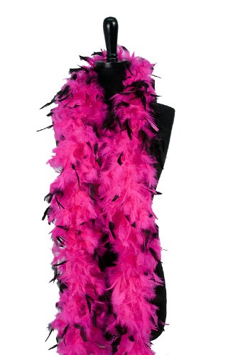6' 60g Adult Feather Boa,Hot Pink/Blk Tips