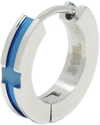 Amazon Co Jp 新宿銀の蔵 ブルークロス ループステンレスピアス 1p 青 十字架 フープ シンプル サージカル アクセサリー 人気 メンズ ジュエリー